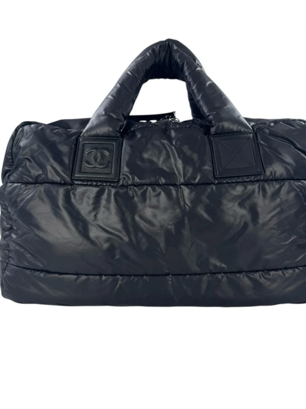 CHANEL Black Quilted Puffer Carryall Bag